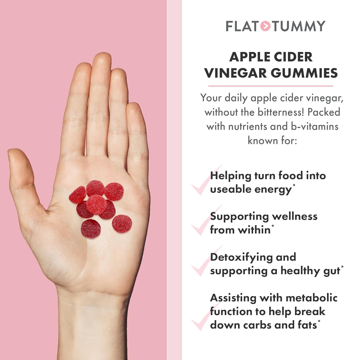 Flat Tummy Apple Cider Vinegar Gummies For Men And Women Support Belly Fat Reduction, Improve Digestion, Reduce Bloating, Enhance Core Slimming And Promote A Healthier, Flatter Stomach Naturally