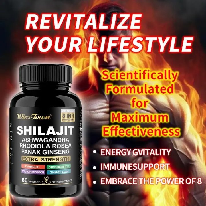 Winstown Shilajit Capsules For Men Boosts energy, enhances focus, supports immunity, and promotes overall vitality with Himalayan shilajit