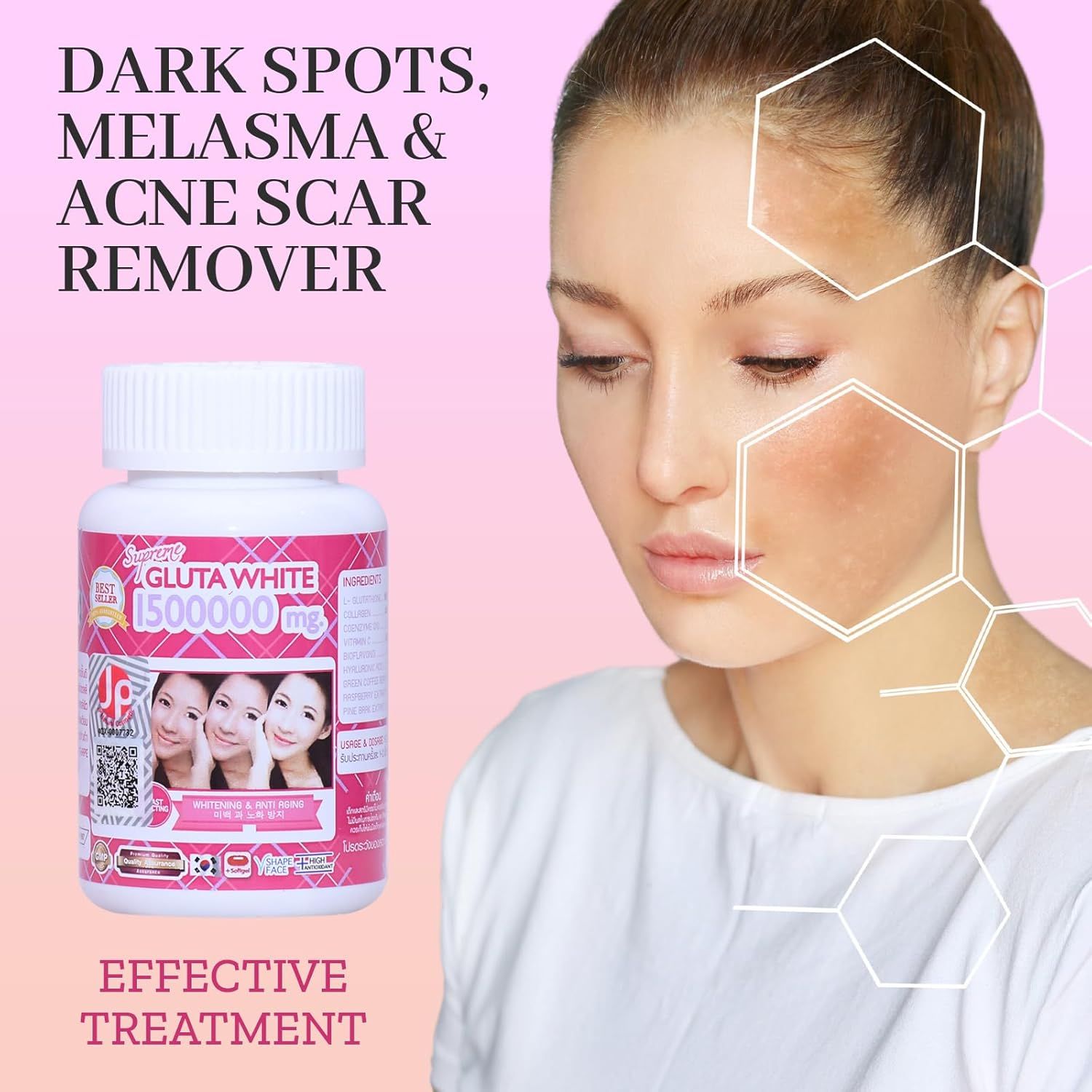 Supreme Gluta White 1,500,000mg Glutathione Skin Lightening Softgels + Acorbic C-1000mg Vitamin C 60 Gummies Advanced Skin Lightening Duo With Glutathione And Vitamin C For Radiant, Even-Toned Skin