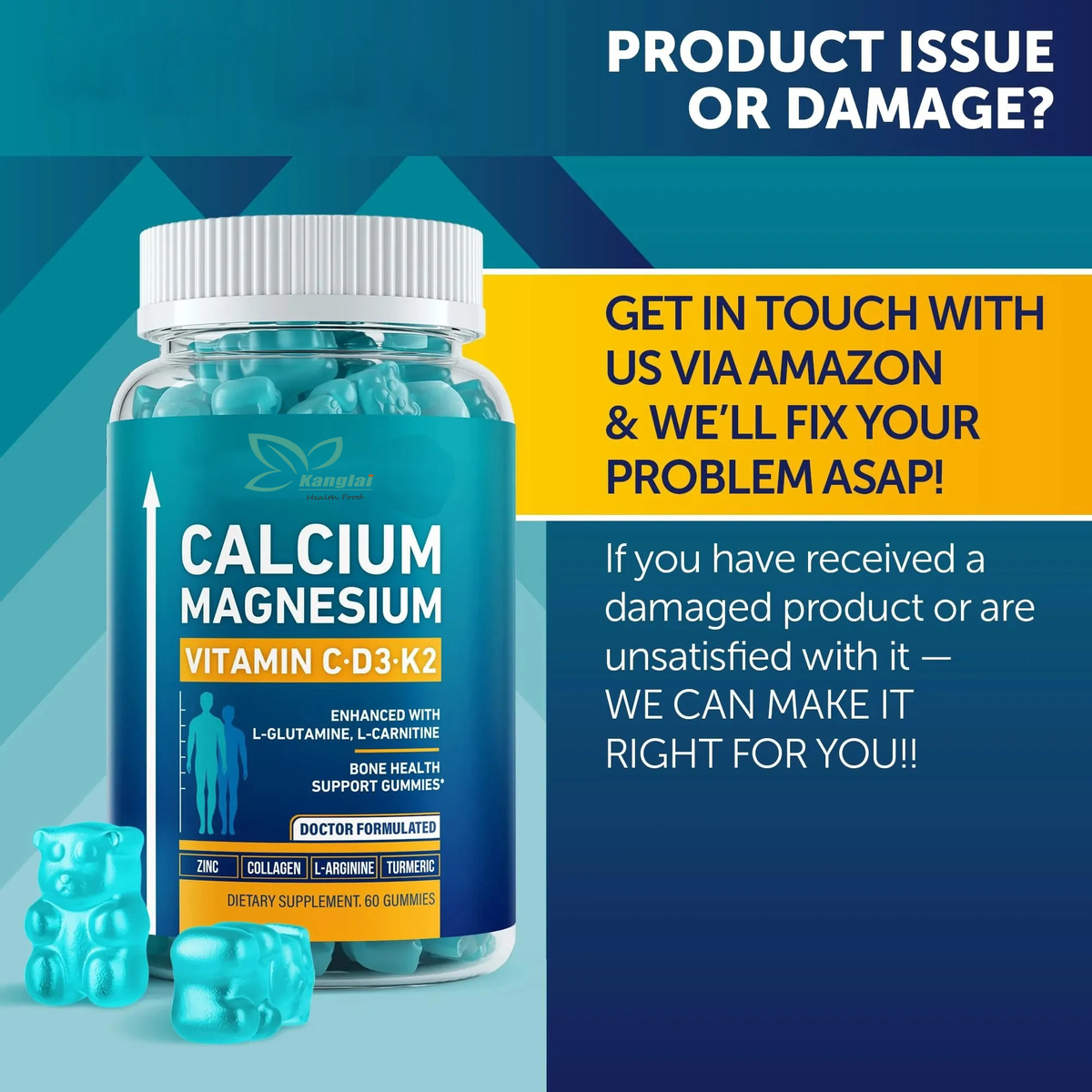 Calcium Magnesium Zinc with Vitamin D3 Gummies For Bone Strength, Muscle & Nerve Support, Energy, Immunity Boost & Metabolism Health Strengthen Bones, Boost Immunity, And Support Energy