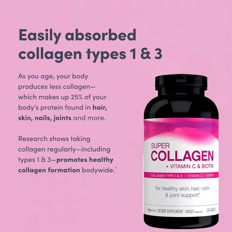 Neocell Super Collagen 360 Tablets Vitamin C & Biotin For Hair, Skin, Nails, And Joints Health With 6g Collagen, 1.3 Collagen Types, Supports Youthful Glow and Joint Mobility