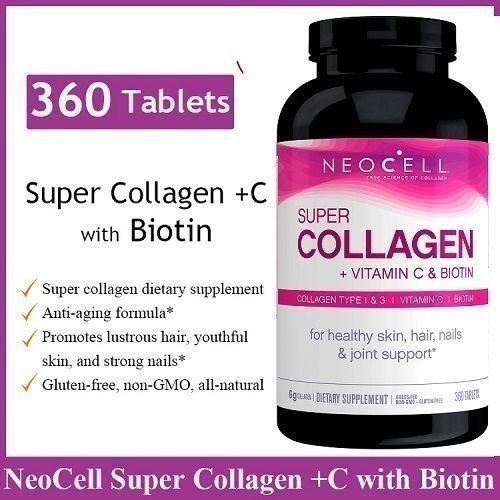 Neocell Super Collagen 360 Tablets Vitamin C & Biotin For Hair, Skin, Nails, And Joints Health With 6g Collagen, 1.3 Collagen Types, Supports Youthful Glow and Joint Mobility
