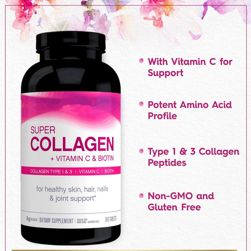 Neocell Super Collagen 360 Tablets Vitamin C & Biotin For Hair, Skin, Nails, And Joints Health With 6g Collagen, 1.3 Collagen Types, Supports Youthful Glow and Joint Mobility