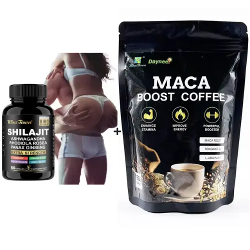 Shilajit Capsules And Maca Boost Coffee Combo For Men Natural Energy Strength Hormonal Balance Stamina Libido Testosterone And Performance Enhancer Supplement