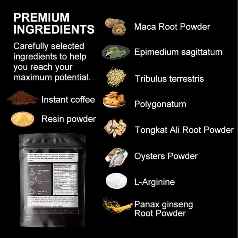Maca Boost Coffee For Men Natural Energy Stamina Testosterone Hormonal Balance Libido Endurance Vitality Mental Focus Strength And Performance Enhancer Supplement Increase Energy, Strength, Libido
