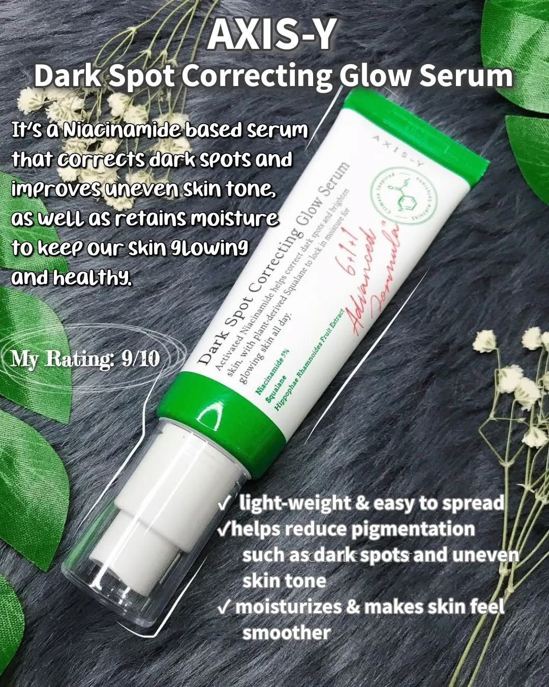 AXIS-Y Dark Spot Correcting Glow Serum With Niacinamide & Squalane Brightens, Evens Skin Tone & Fades Dark Spots For A Radiant Glow