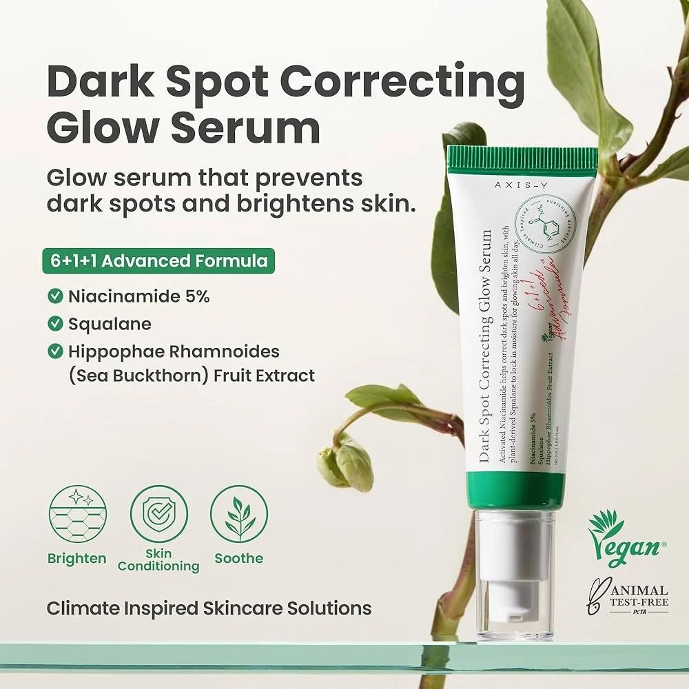 AXIS-Y Dark Spot Correcting Glow Serum With Niacinamide & Squalane Brightens, Evens Skin Tone & Fades Dark Spots For A Radiant Glow