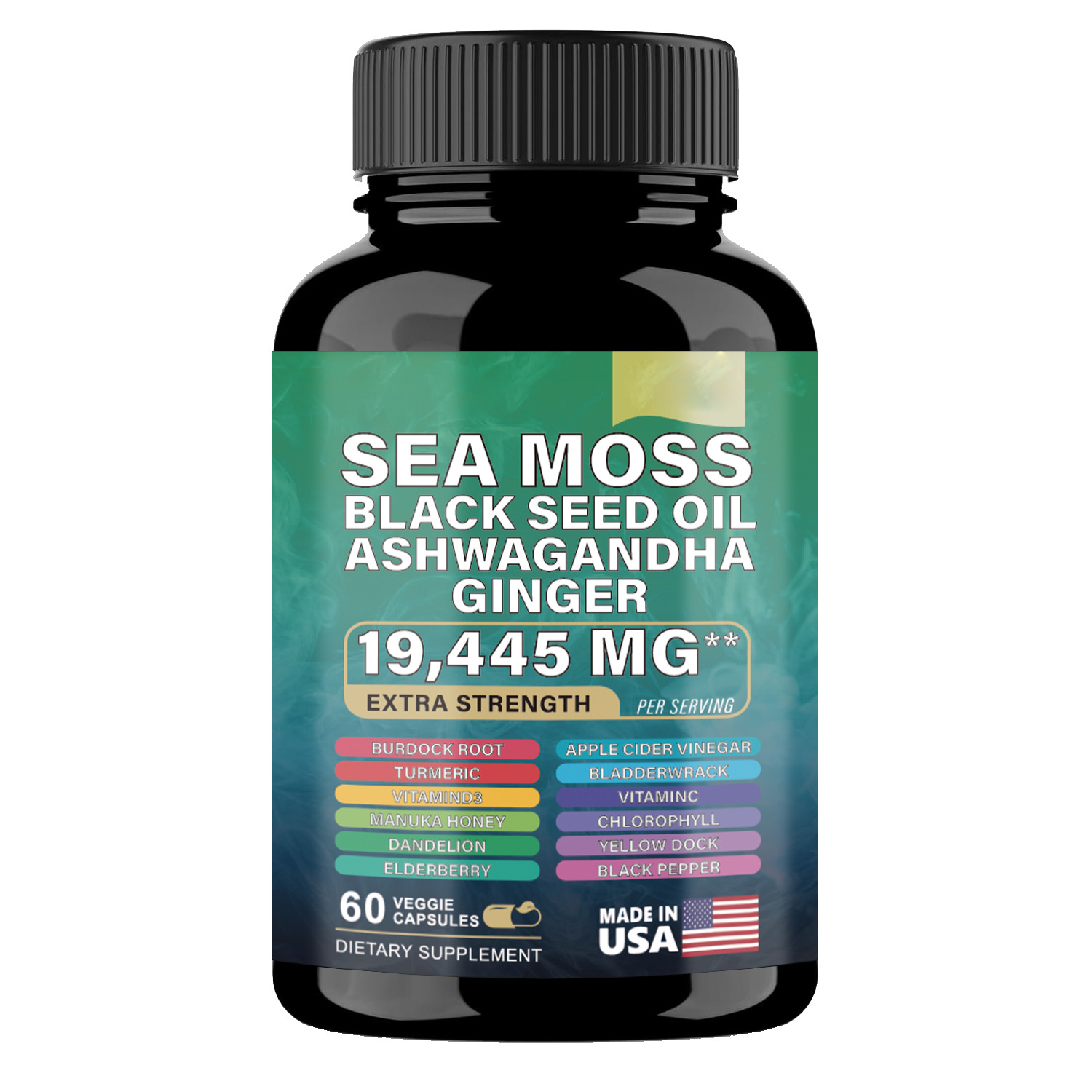 Seamoss Complex 16-In-1 Capsules 19,445mg Extra Strength Premium Superfood Blend That Boosts Immunity Enhances Energy And Supports Full-Body Wellness