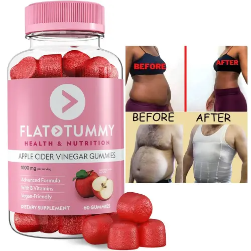 Flat Tummy Apple Cider Vinegar Gummies For Men And Women Support Belly Fat Reduction, Improve Digestion, Reduce Bloating, Enhance Core Slimming And Promote A Healthier, Flatter Stomach Naturally