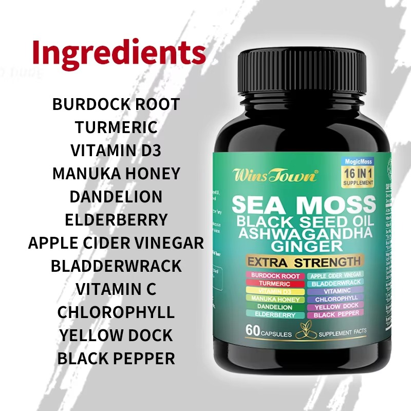 Seamoss Complex 16-In-1 Capsules 19,445mg Extra Strength Premium Superfood Blend That Boosts Immunity Enhances Energy And Supports Full-Body Wellness