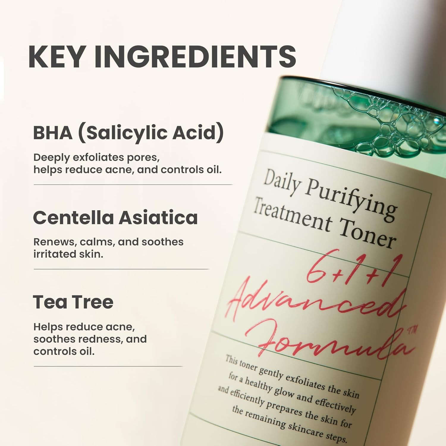 AXIS-Y Daily Purifying Treatment Toner with Salicylic Acid & Centella Asiatica - Pore Minimizer, Oil Control & Blemish Treatment Face Exfoliator - Vegan Korean Skin Care BHA Toner