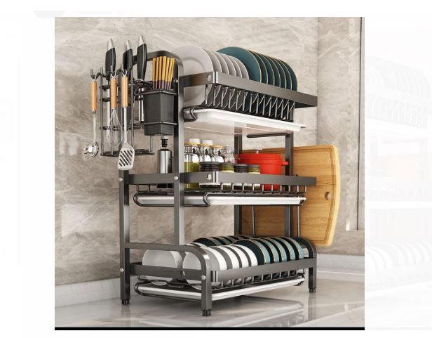 High Quality 3 Tier Dish Rack  3 Layers Utensil Dish Drainer Kitchen Storage Organizer Drying Rack