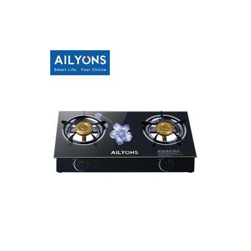 Ailyons Glass Table Top 2 Burner Gas Stove  Double Burner Gas Cooker Saving Gas cooker