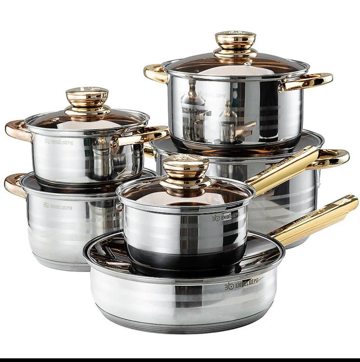 Best price for 12pcs Cookware Set Stainless Steel Cooking Pots Sufurias ...