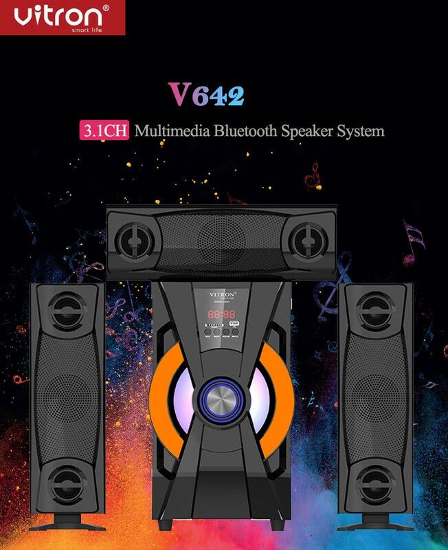 Vitron V-642 3.1 Channel Multimedia Subwoofer Speaker Sound System Mini Home Theater 10000W PMPO BT/USB/SD/FM Woofer