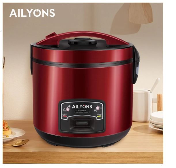 Ailyons 3in1 Deluxe Rice Cooker 2.2ltrs One Click Cooking 900W Stainless Steel Body