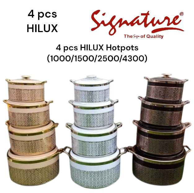 4 pcs Signature HILUX Hotpots Serving Dish Casserole Sereware Set Hot Pot (1000/1500/2500/4300)
