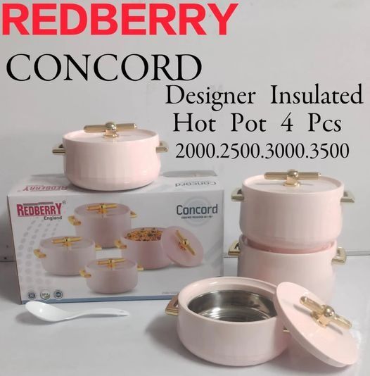 4pcs Redberry Concord Premier Range Plastic Designer Insulated Hotpots Serving Dish Casserole Set Hot Pot Serveware Set Serve Hot or Cold Food