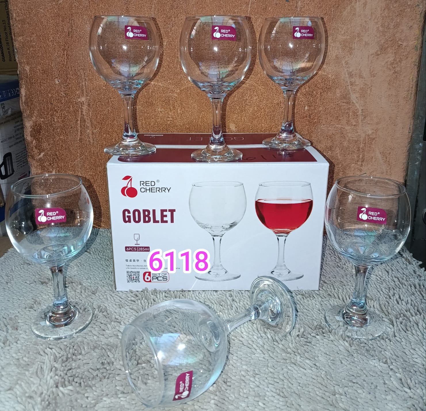 Red Cherry Goblet 6pcs or 12pcs a set of Drinking Wine Glasses Kitchen Juice, Water or Beer Glass Cups