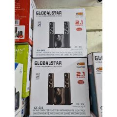 Globalstar GS-601 2.1CH Mini Home Theater  MULTIMEDIA WOOFER SYSTEM WITH 2 TALL Boys SPEAKERS SUBWOOFER with AC DC USB/FM/BLUETOOTH 15,000W PMPO