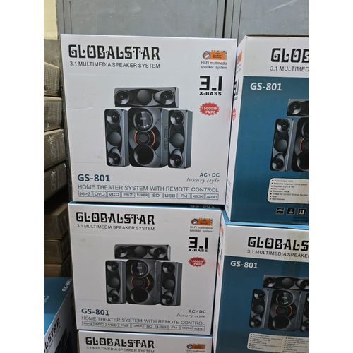 Globalstar GS-801 3.1CH Mini Home Theater  MULTIMEDIA WOOFER SYSTEM SPEAKERS SUBWOOFER with AC DC USB/FM/BLUETOOTH 15,000W PMPO and Remote Control Woofer
