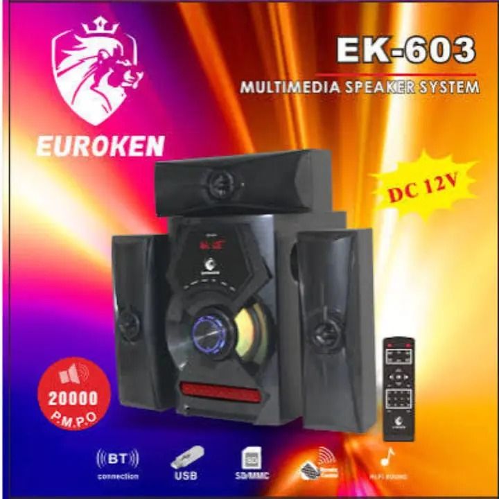 Euroken EK-603 20,000W PMPO OUTPUT  3.1CH Mini Home Theater  MULTIMEDIA WOOFER SYSTEM SPEAKERS SUBWOOFER   Audio Speaker System BLUETOOTH/FM/SD/USB With Remote Control