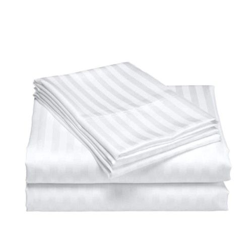 CLEARANCE OFFER 6x6 White Stripped Bedsheet Set 4 Pcs (2 Bedsheets & 2 Pillowcases)