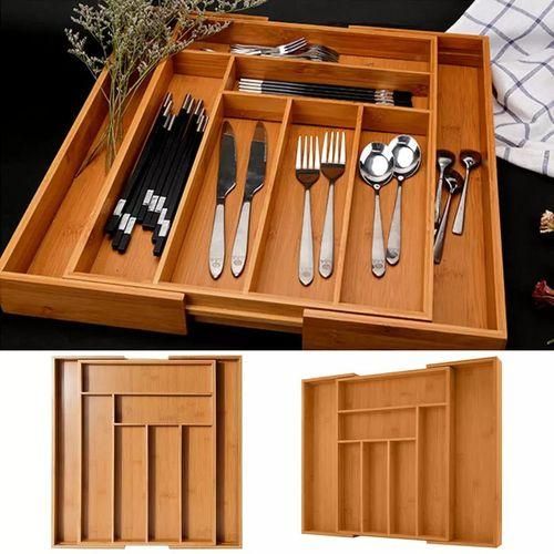 CLEARANCE OFFER  Bamboo Drawer Organizer Utensils Cutlery Tray