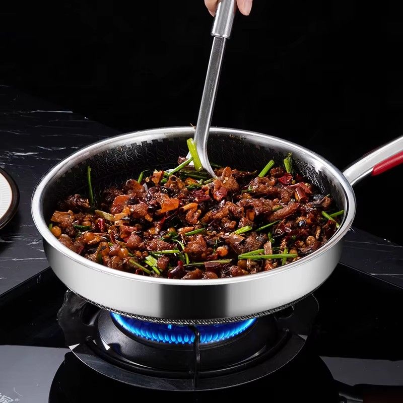 RESTOCKED 28cm Non-Stick Honeycomb Stainless Steel Frying Pan, 10 Inch Non-Stick Large Honeycomb Pan with Handle, Oven Safe, Non-Stick Coating, Induction, Cooking, Frying Pans