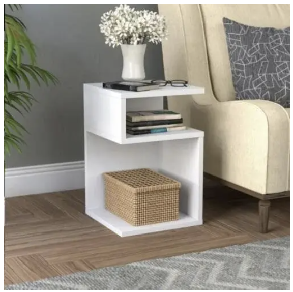 Elegant Modern S-Shaped Wooden Bedside Table | Stylish Nightstand for Organized Living Spaces