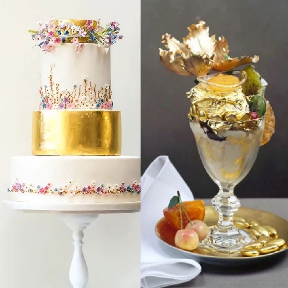 100 pieces/pack gold foil paper non-edible gold foil paper  for decoration cake decoration dessert decoration tools multi-purpose gold foil paper