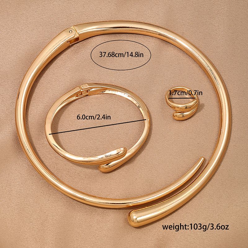 3 in 1 Gold Tone Choker and Bracelet Ring Set for Women Geometric Light Luxury Jewelry Set Perfect for Party and Daily Wear