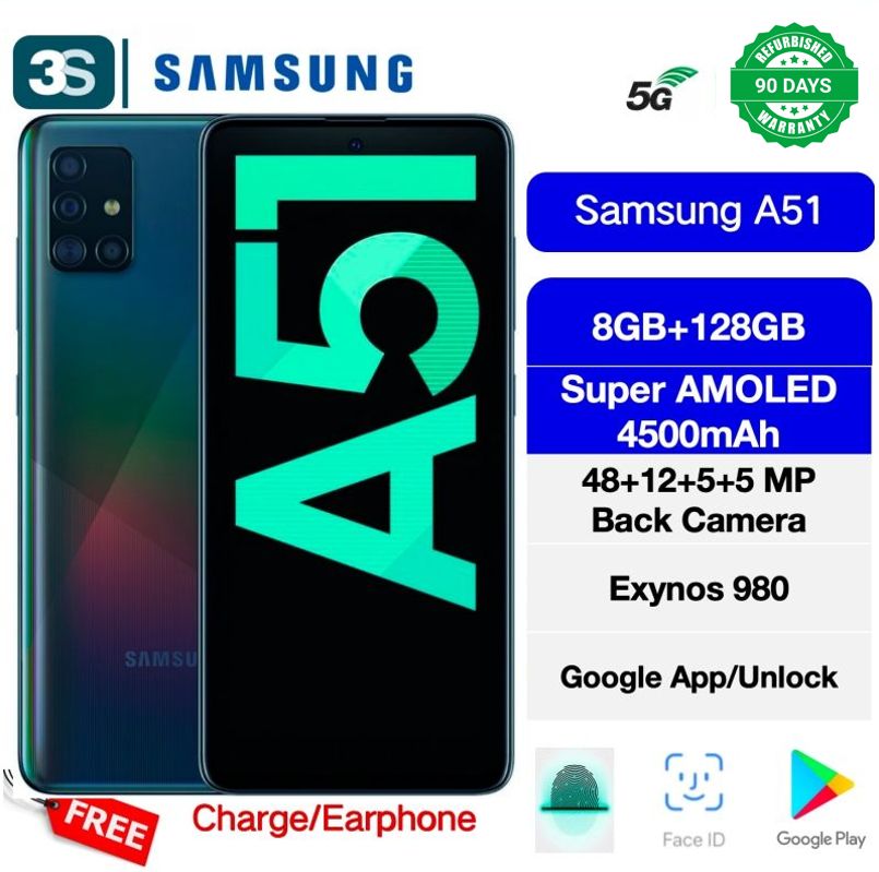 Refurbished Samsung A51 5G Dual SIM 6.5'' Super AMOLED 8+128GB 4500mAh 48+12+5+5 MP Back Camera Exynos 980