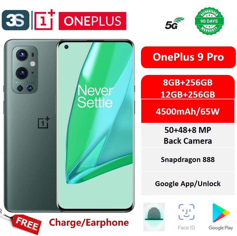 Refurbished OnePlus 9Pro Dual SIM 6.7 inches AMOLED 120Hz 8/12+256GB SDM 888 5G Back Camera 50MP+48MP+8MP+2MP Front Camera 16MP 4500mAh 65W