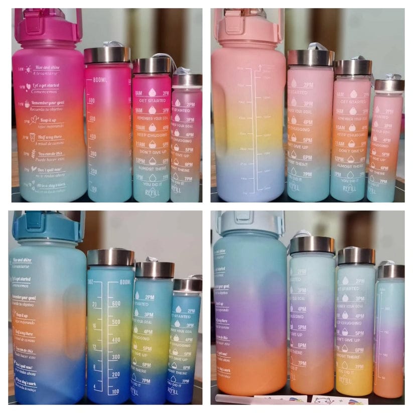 CLEARANCE OFFER 4-in-1 Set Water Bottle Motivational Sports Leakproof Bottle