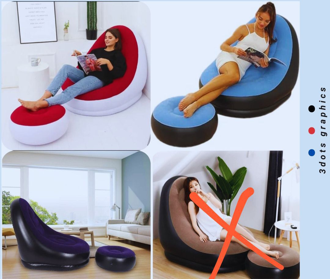 CLEARANCE OFFER Inflatable Seat With Foot Rest And Pump - Durable, Comfortable & Portable Air Chair