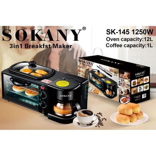 CLEARANCE OFFER Sokany 3 In 1 MultiFunction Breakfast Maker Machine+Grill,Tea-Coffe