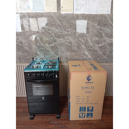 CLEARANCE OFFER Euroken EURO55-3+1-E 50X55 BLACK STANDING COOKER WITH ELECTRIC OVEN