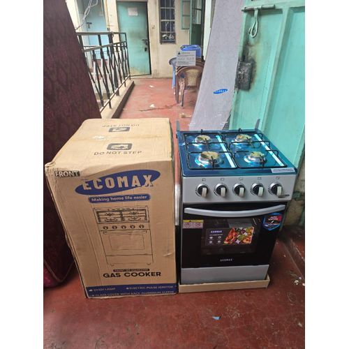 CLEARANCE OFFER Ecomax 50×55 Full Gas Standing Cooker With  Electric Oven With Free Gas Pipe,Spatula, Frying pan,13kg Regulator &Clip