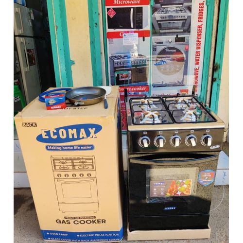 CLEARANCE OFFER Ecomax 50×55 Full Gas Standing Cooker With  Electric Oven With Free Gas Pipe,Spatula, Frying pan,13kg Regulator &Clip