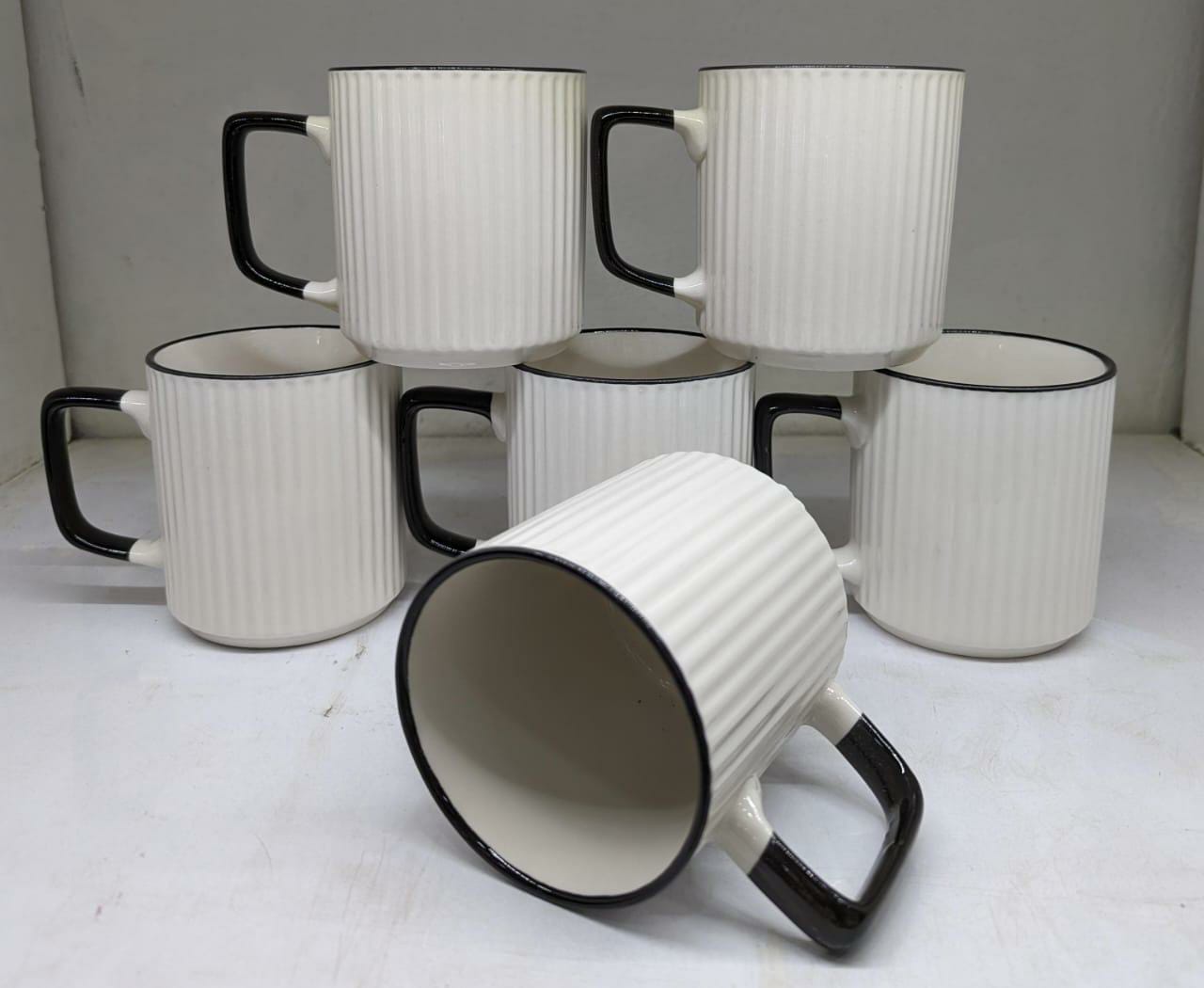 Japanese Porcelain Coffee Mugs 6 pcs, Cups for Latte, Hot Tea, Cappuccino, Mocha, Cocoa, White