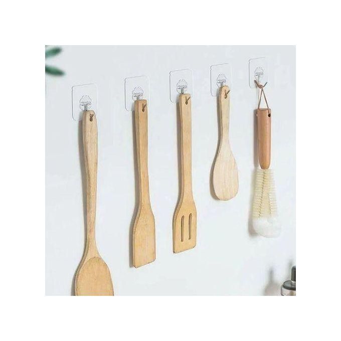 10 Pcs Transparent Stainless Steel Strong Self Adhesive Hooks Key Storage Hanger Kitchen Hooks Bathroom Hooks Door Wall Hooks