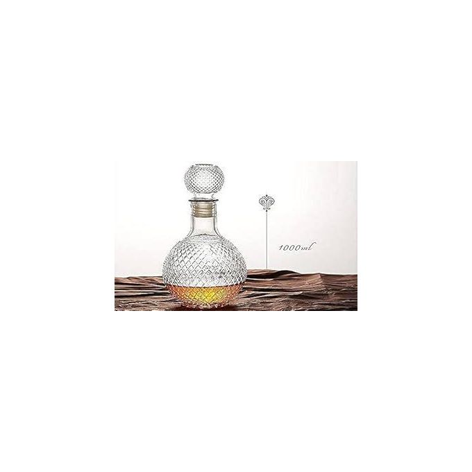1L Thick glass whisky bottle with air tight Tot cork