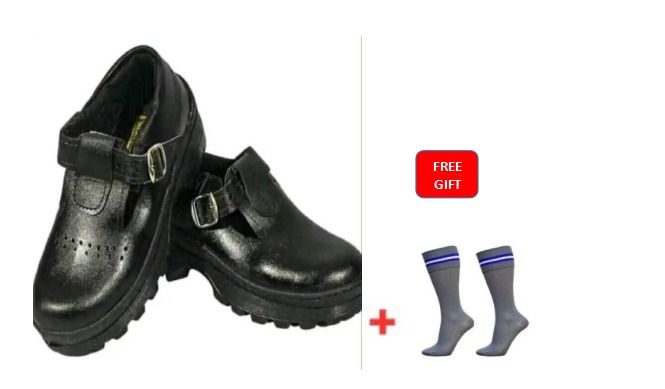 BLACKFRIDAY OFFER!! Back  to school Girls Leather Shoes Solid Black Kid Toughees  Shoes.