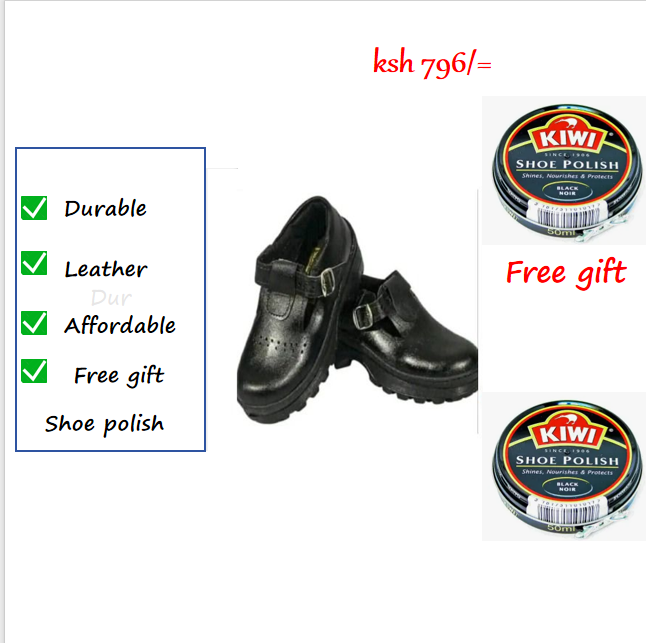 BACK TO SCHOOL CLEARANCE OFFERS!! DURABLE, LIGHTWEIGHT GIRLS’ SCHOOL SHOES MADE FROM GENUINE LEATHER. PERFECT FOR ALL SEASONS AND DAILY WEAR. SOLID BLACK TOUGHEES-STYLE FOOTWEAR WITH A FREE GIFT!