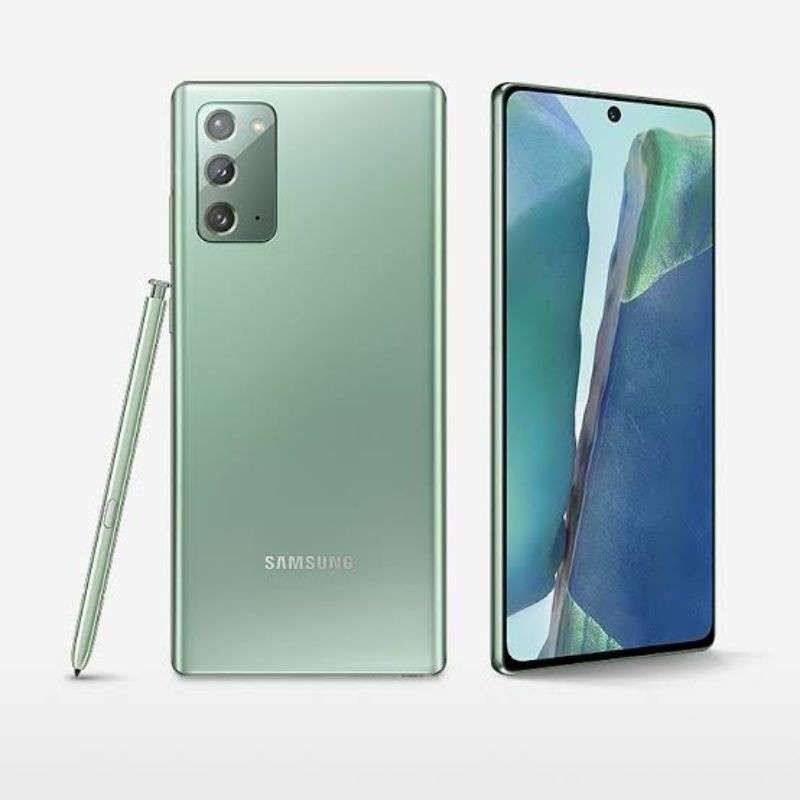 SEALED SAMSUNG NOTE 20 5G 8GB RAM 128GB ROM DISPLAY 6.7 INCHES TRIPPLE REAR CAMERA 12MP + 64MP + 12MP BATTERY CAPACITY 4300 MAH MYSTIC BRONZE/GREEN