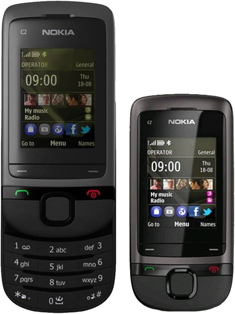 NOKIA C2-05 DISPLAY 2 INCHES SLIDE FEATURE PHONE 64MP STORAGE SUPPORTS MEMORY  CARD BATTERY 86OMah BLACK/BLUE