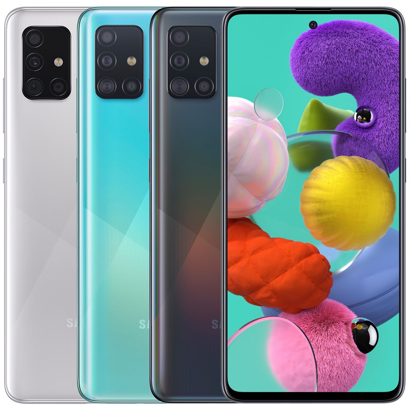 SAMSUNG GALAXY A51 128GB ROM 6GB RAM DISPLAY 6.5 INCHES REAR CAMERA 48MP + 12MP + 5MP + 5MP FRONT CAMERA  32MP BATTERY CAPACITY 4000Mah ANDROID 13