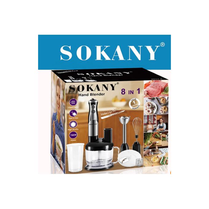 Sokany 220V 8-in-1 Multifunction Electric Household Blender Food Juice Maker Meat Grinder Egg Beater Vegetable Stand Hand Blender For Kitchen