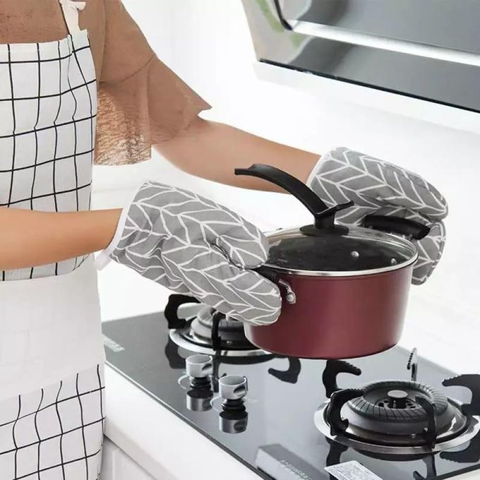 Heat Resistant Kitchen Cotton Thickened Oven Gloves-